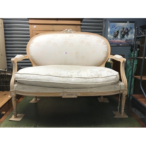 17 - 2 Seater love sofa in shabby chic style with cream upholstery - COLLECTION ONLY OR ARRANGE OWN COURI... 