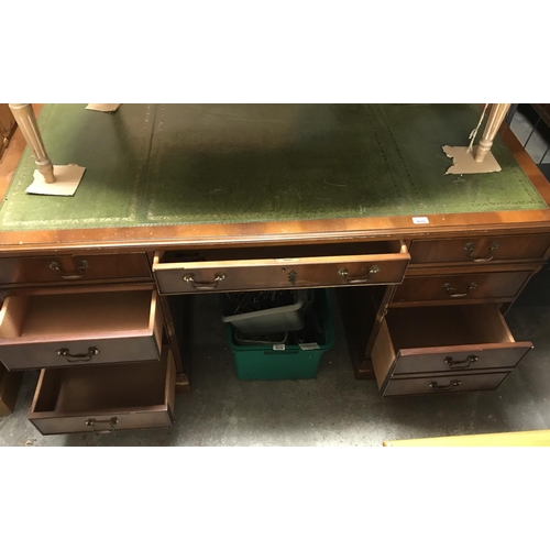 20 - Very large desk with 8 drawers & green leather insert - 60 inches wide x 36 inches deep - COLLECTION... 
