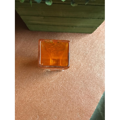 44 - Small orange glass vase
