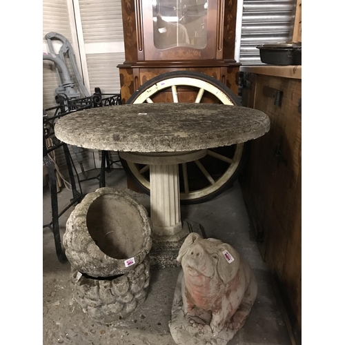 7 - Large circular stone garden table - standing 27 inches in height x 36 inches diameter - COLLECTION O... 