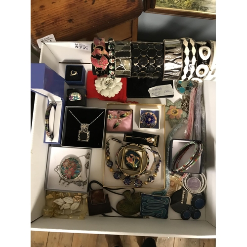 877A - Lovely box of assorted Cloissone bangles, necklace & 925 silver necklace etc, etc