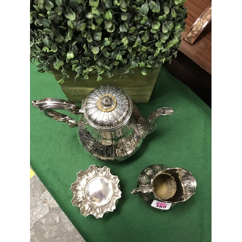 389 - VERY ORNATE PLATED TEASET BY E & CO