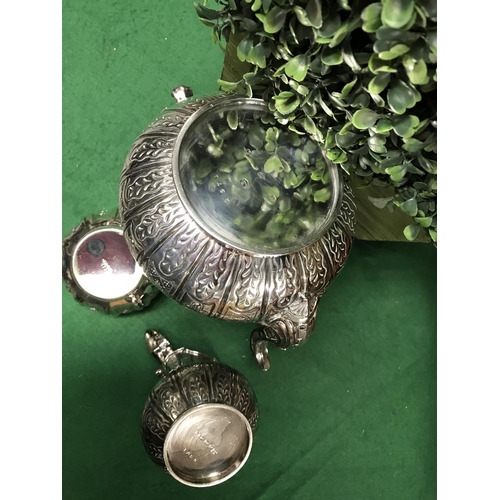 389 - VERY ORNATE PLATED TEASET BY E & CO