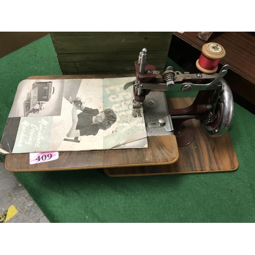 409 - BOXED VINTAGE VULCAN CHILDS SEWING MACHINE & VINTAGE ESSEX SEWING MACHINE