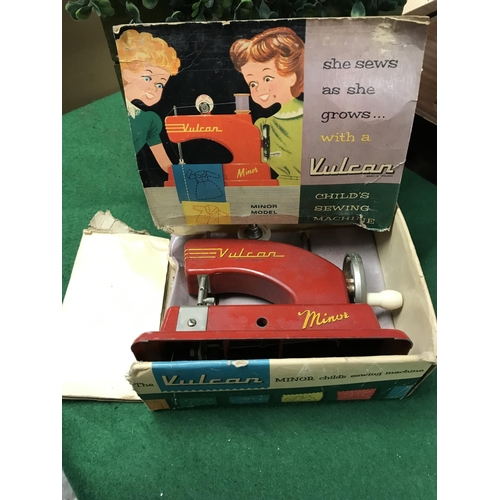 409 - BOXED VINTAGE VULCAN CHILDS SEWING MACHINE & VINTAGE ESSEX SEWING MACHINE