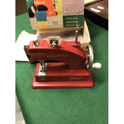 409 - BOXED VINTAGE VULCAN CHILDS SEWING MACHINE & VINTAGE ESSEX SEWING MACHINE