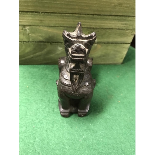 417 - WOODEN CARVED EARLY ASIAN DRAGON FIGURE