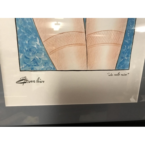 482 - FRAMED & GLAZED RISQUE PICTURE - SIGNED