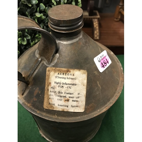 484 - EARLY STIRUP PUMP & ACETONE CONTAINER