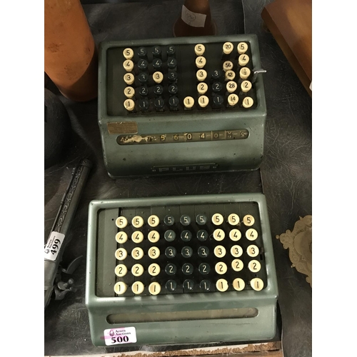 500 - 2 X VINTAGE PLUS COMPTOMETERS