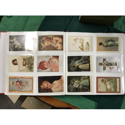 165 - ALBUM OF EARLY POSTCARDS & GREETINGS CARDS SOME DUBOIS ETC - APPROX 100