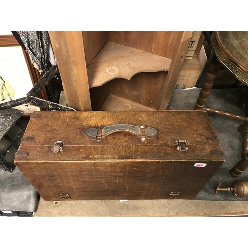 243 - HEAVY VINTAGE CARPENTERS TOOL BOX WITH LARGE QTY OF TOOLS INSIDE - COLLECTION ONLY