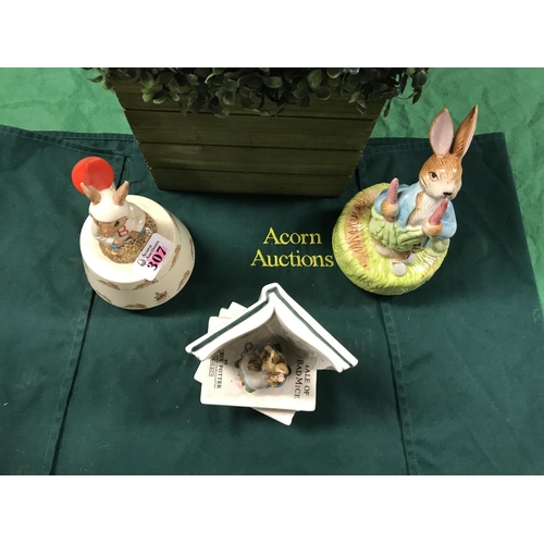 307 - 2 X MUSICAL RABBIT FIGURES BY SCHMID & 1 X ROYAL DOULTON BUNNYKINS