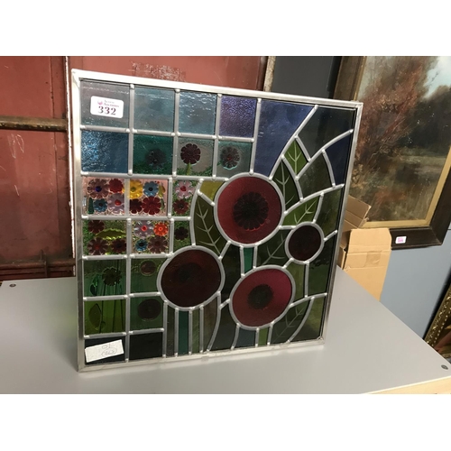 332 - STAINED GLASS PANEL IN METAL FRAME - SELF SUPPORTING 16