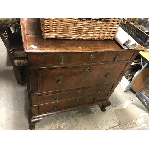 355 - EARLY UNUSUAL 4 DRAWER CHEST OF DRAWERS IN 2 SECTIONS 38