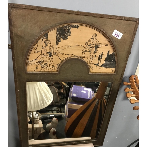 125 - UNUSUAL HALL MIRROR WITH INSET PICTURE PANEL 17