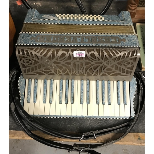 134 - CASALI VERONA VINTAGE ACCORDIAN IN UNUSUAL BLUE COLOUR WAY