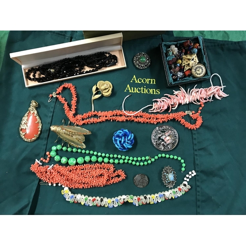 177 - BOX OF COSTUME JEWELLERY