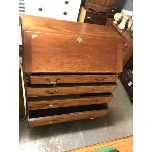 18 - VERY NICE EARLY 4 DRAWER WRITING BUREAU - COLLECTION ONLY OR ARRANGE OWN COURIER