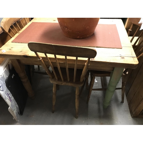 194 - PINE FARMHOUSE TABLE WITH DRAWER & 4 X CHAIRS - COLLECTION ONLY