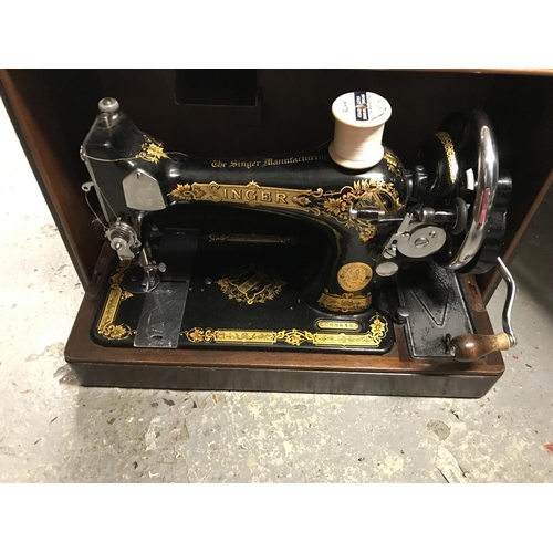 202 - CASED VINTAGE SINGER SEWING MACHINE