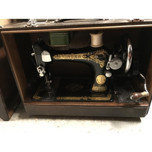 202 - CASED VINTAGE SINGER SEWING MACHINE