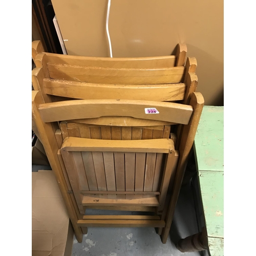 228 - 4 X FOLDING WOODEN GARDEN CHAIRS - COLLECTION ONLY OR ARRANGE OWN COURIER