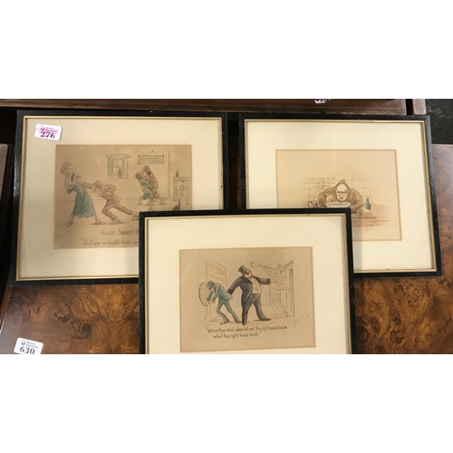 276 - 3 X FRAMED & GLAZED EARLY SIGNED CAROTON PICTURES