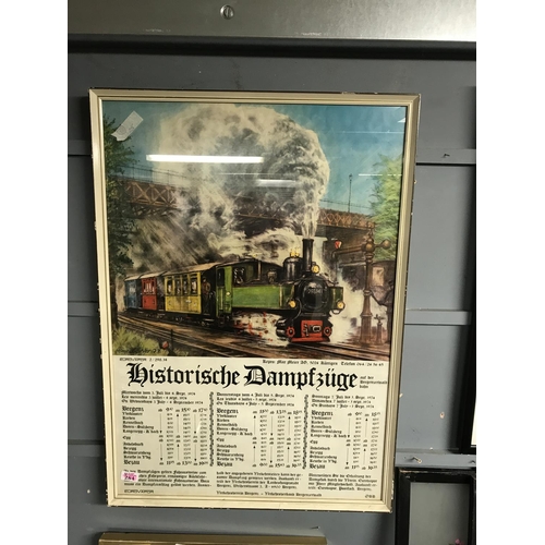 284 - FRAMED & GLAZED 1973 GERMAN RAILWAY POSTER/TIME TABLE 24