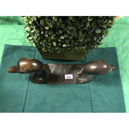 287 - PAIR OF BRONZE DUCK HEAD BOOKENDS