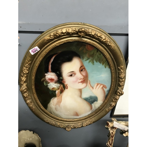 299 - BEAUTIFUL LARGE OVAL CHRYSTOLEUM OF A PRETTY LADY 20