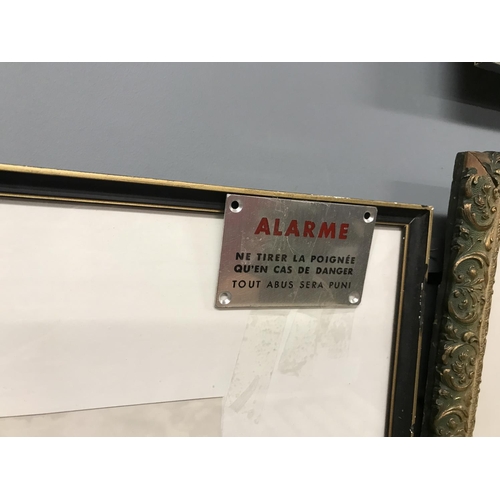 304 - FRAMED & GLAZED FRENCH TRAIN PICTURE INC ORIGINAL ALARM SIGN