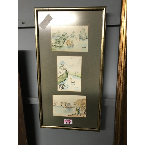 338 - FRAMED & GLAZED PICTURE SHOWING 3 SCENES OF VIETNAM 20