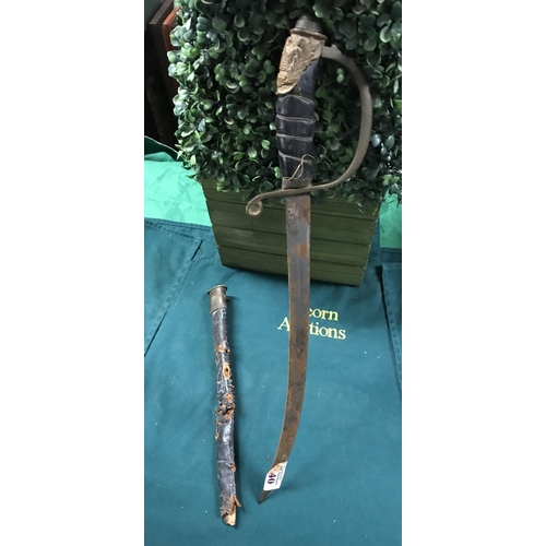 440 - EARLY MILITARY DRESS DAGGER THOUGHT TO BE
 ENGLISH WITH DAMAGE TO LEATHER SCABBARD