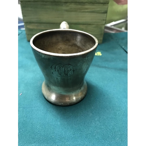 811 - EARLY SILVER HALLMARKED LADIES TANKARD - WEIGHT 155 GRAMS