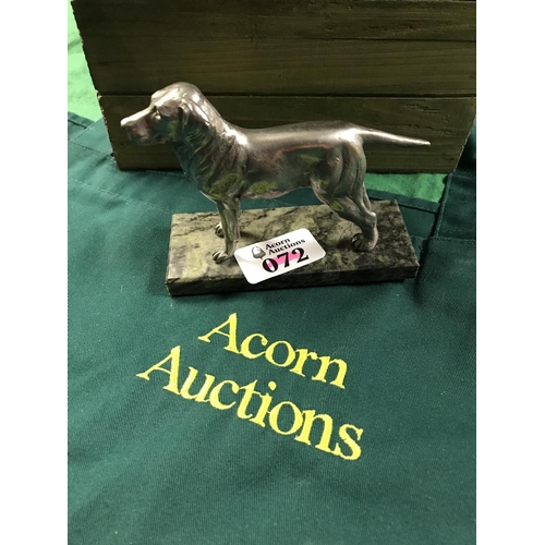 72 - METAL DOG FIGURE ON MARBLE BASE 4.5