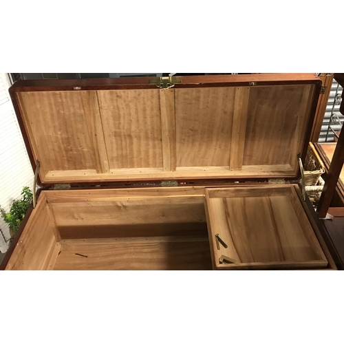 19 - Lovely large oriental style camphor wood chest with nice brass lock - measures 4ft x 21