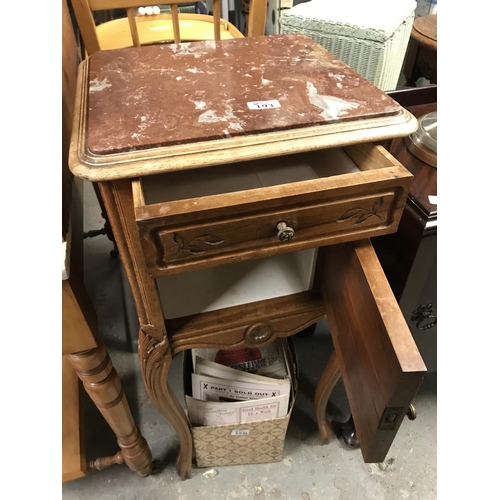 193 - Lovely vintage marble topped French bedside commode cabinet - COLLECTION ONLY OR ARRANGE OWN COURIER