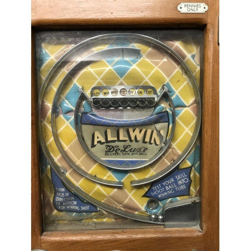 203 - Very collectable vintage ALLWIN DELUXE pin ball penny slot machine