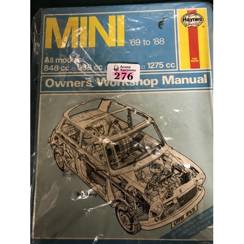 276 - Vintage Mini steering wheel and 1 x other + vintage Haynes Mini workshop owners manual