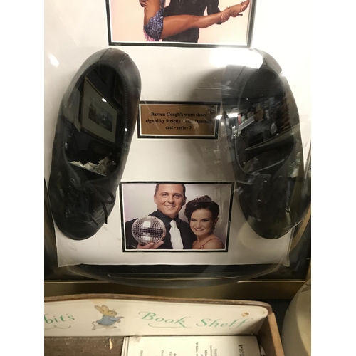 286 - Framed memorabilia of Darren Goughs worn dancing shoes worn on Strictly Dancing and signed by the ca... 