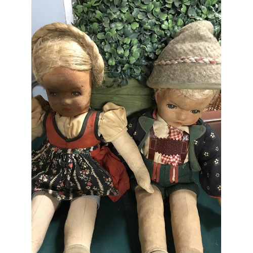 402 - Pair of early German cloth dolls