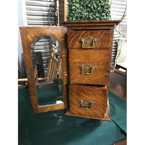 432 - Beautiful wooden 3 drawer cabinet with brass fittings. There is a name plaque 