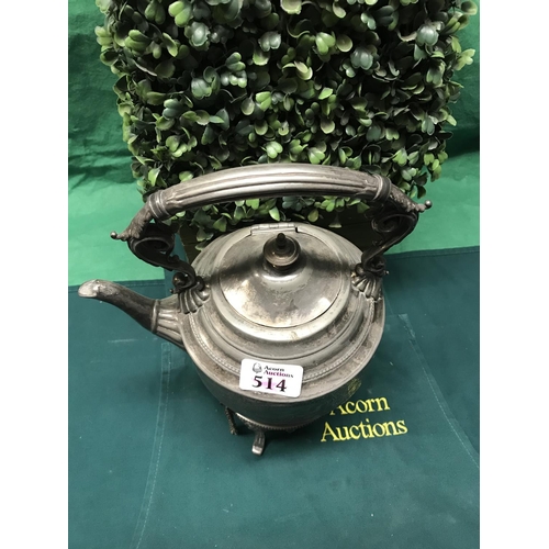 514 - Lovely plated spirit kettle on stand