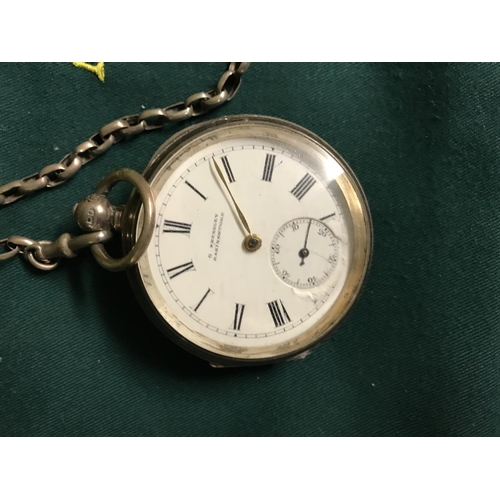 61 - Lovely vintage silver G. Pressley Of Basingstoke with a silver fob on a chain - WATCHES & CLOCKS ARE...