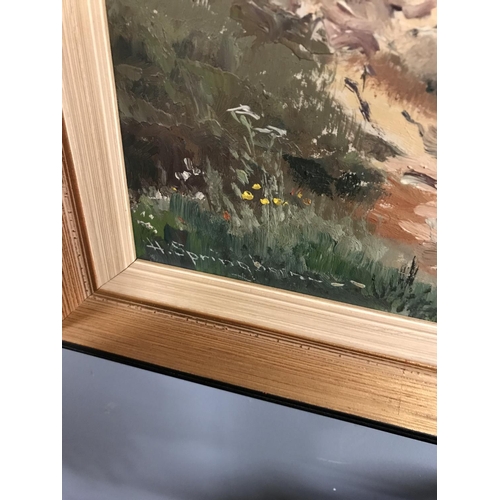 728 - Framed original German oil on board signed Springborn 12