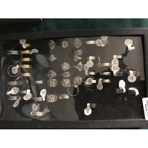 92A - Tray of assorted rings and large qty of costume jewellery