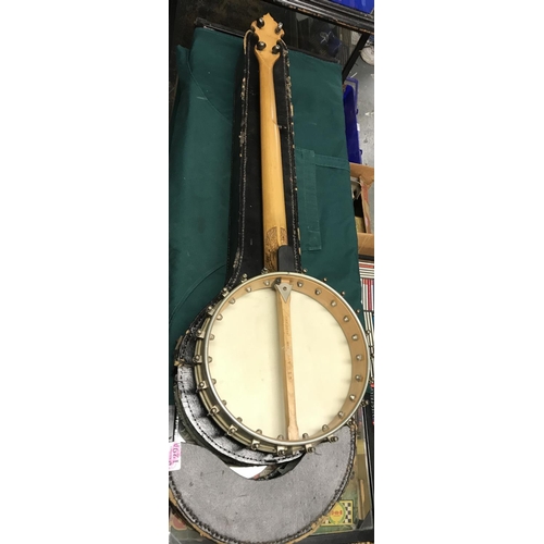 129A - CASED 1950S BANJO MADE BY JOHN E DALLAS & SONS