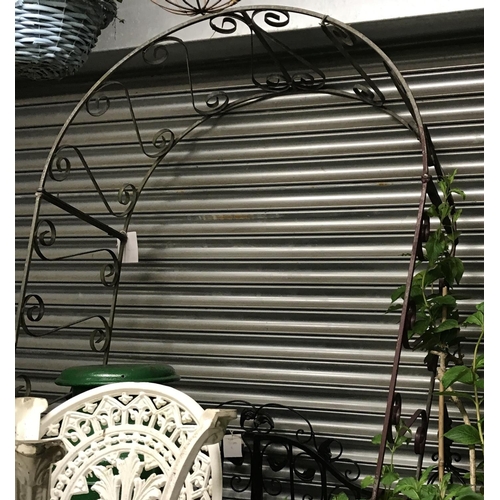 14 - LOVELY METAL GARDEN ARCH STANDING APPROX 240CMS H X 120CMS W - A/F TO 1 SPIKE - COLLECTION ONLY OR A... 