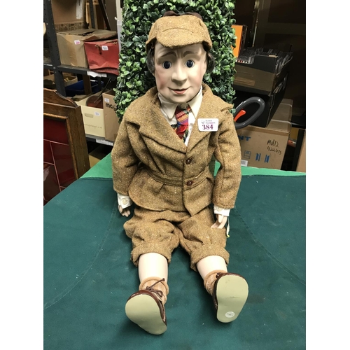 384 - LARGE SHERLOCK HOLMES DOLL WITH SOFT BODY & PORCELAIN HEAD AND LIMBS - APPROX 60CMS TALL